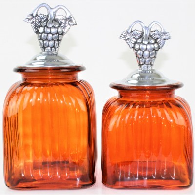 40003 AMBER 2PC. CANISTER SET WITH LIDS